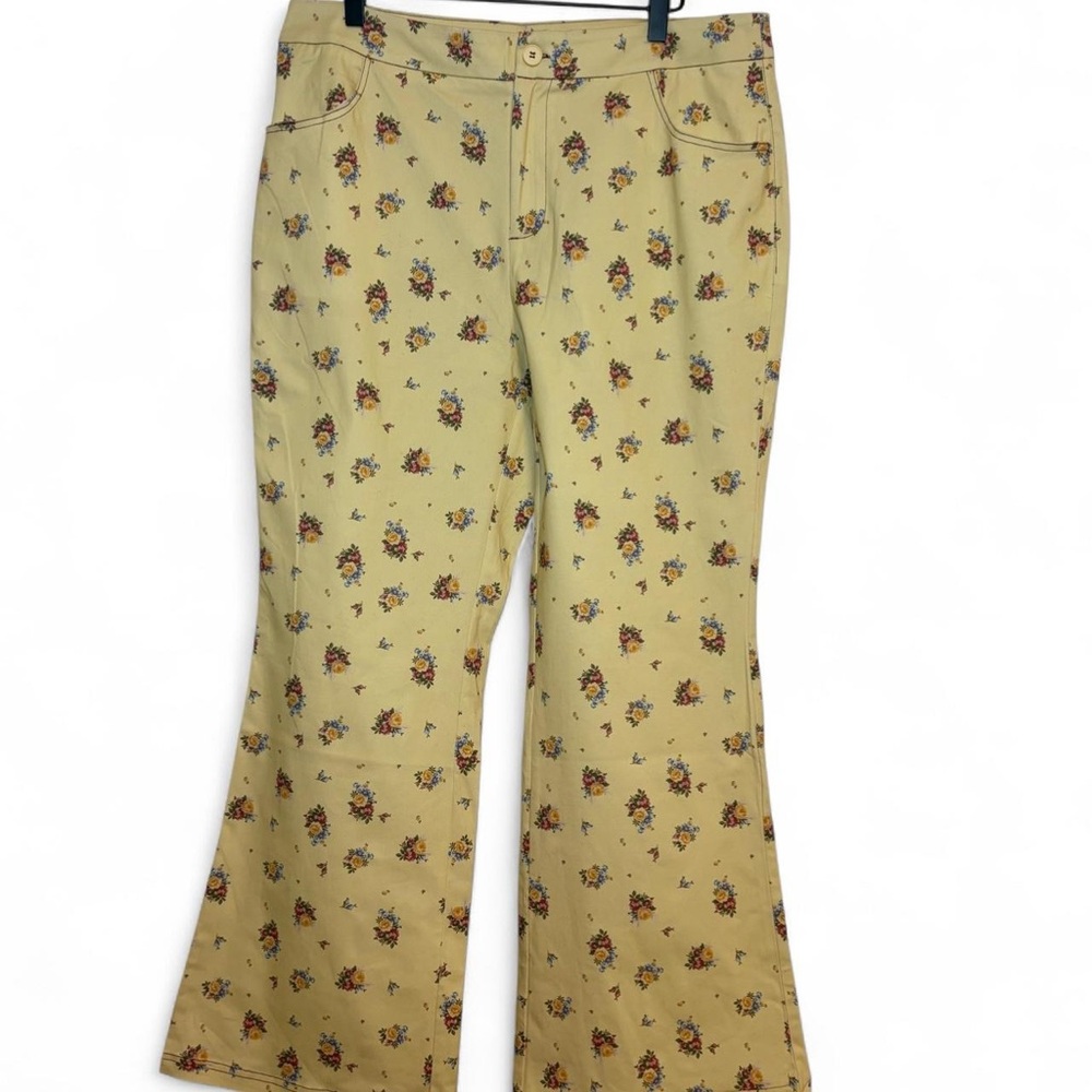 Cider Cotton-Blend Low-Rise Ditsy Floral Flared Trousers - Picture 2 of 8